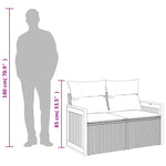 2 személyes fekete polyrattan kerti kanapé párnával 10