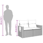 Kétszemélyes fekete polyrattan kerti kanapé párnákkal 10