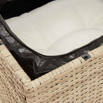 3 személyes bézs polyrattan kerti kanapé párnával 9