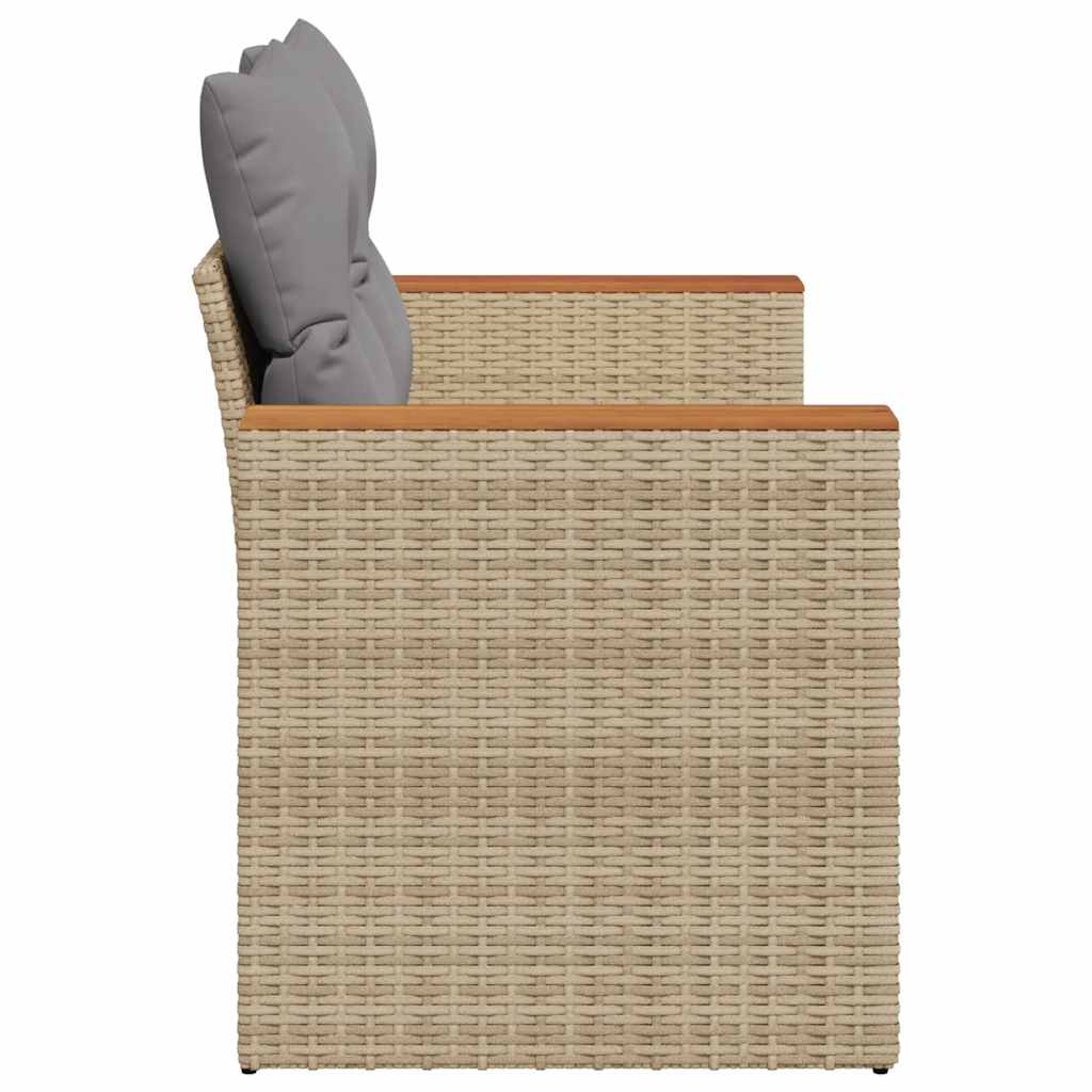 2 személyes bézs polyrattan kerti kanapé párnával 5