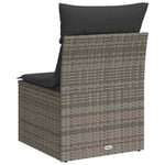 Szürke polyrattan karfa nélküli kerti kanapé párnával 6