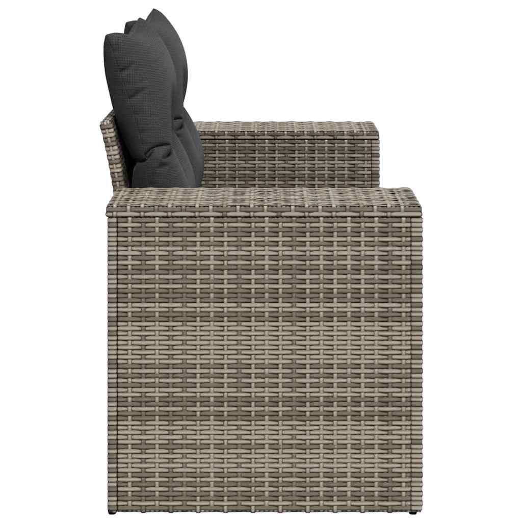 2 személyes szürke polyrattan kerti kanapé párnával 5