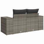2 személyes szürke polyrattan kerti kanapé párnával 6