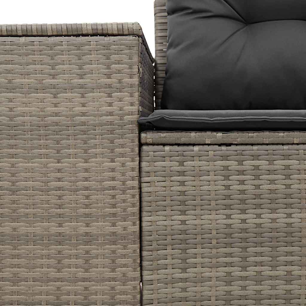 2 személyes szürke polyrattan kerti kanapé párnával 7