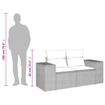 2 személyes szürke polyrattan kerti kanapé párnával 8