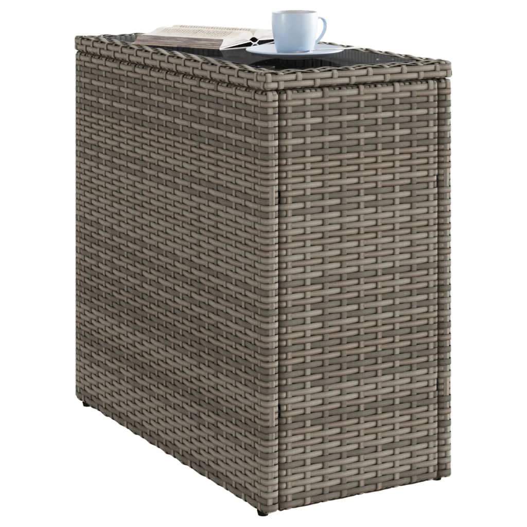 Szürke polyrattan kerti kisasztal üveg lappal 58 x 27,5 x 55 cm 4