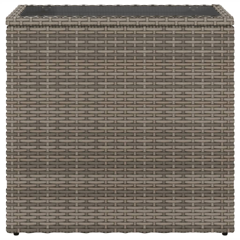 Szürke polyrattan kerti kisasztal üveg lappal 58 x 27,5 x 55 cm 5