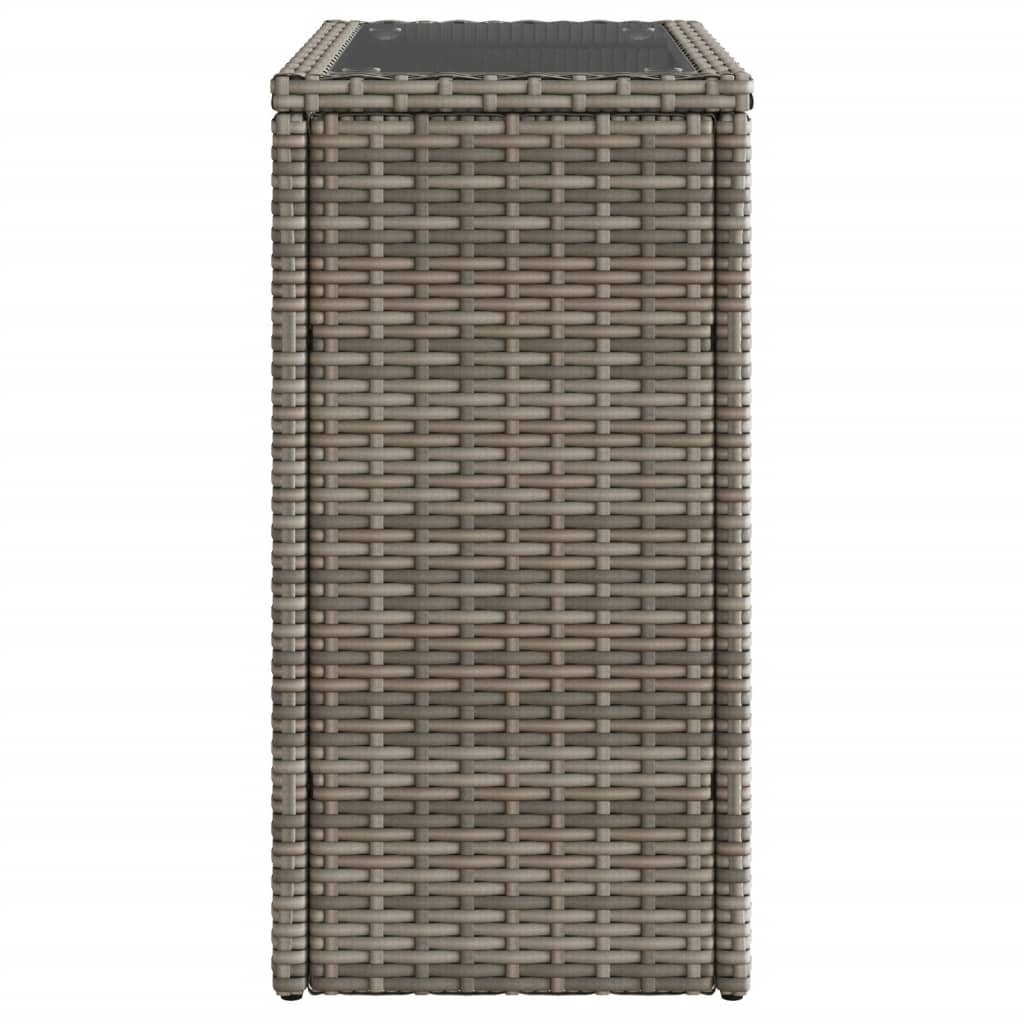 Szürke polyrattan kerti kisasztal üveg lappal 58 x 27,5 x 55 cm 6