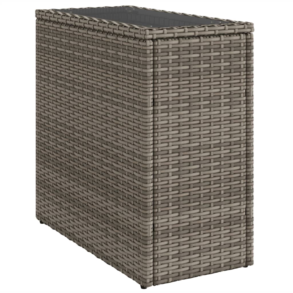Szürke polyrattan kerti kisasztal üveg lappal 58 x 27,5 x 55 cm 7