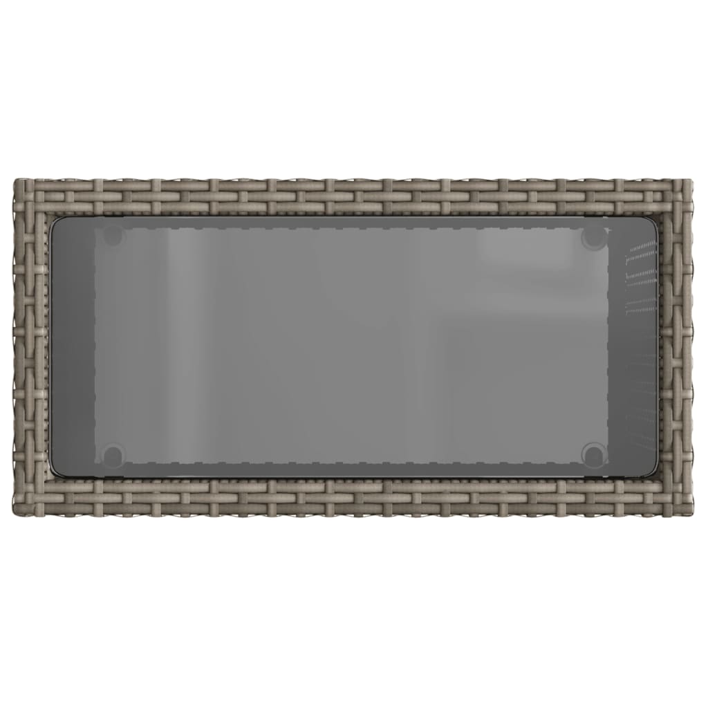 Szürke polyrattan kerti kisasztal üveg lappal 58 x 27,5 x 55 cm 8
