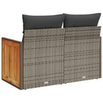 2 személyes szürke polyrattan kerti kanapé párnával 6