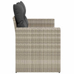 2 személyes világosszürke polyrattan kerti kanapé párnával 5