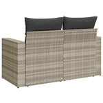 2 személyes világosszürke polyrattan kerti kanapé párnával 6