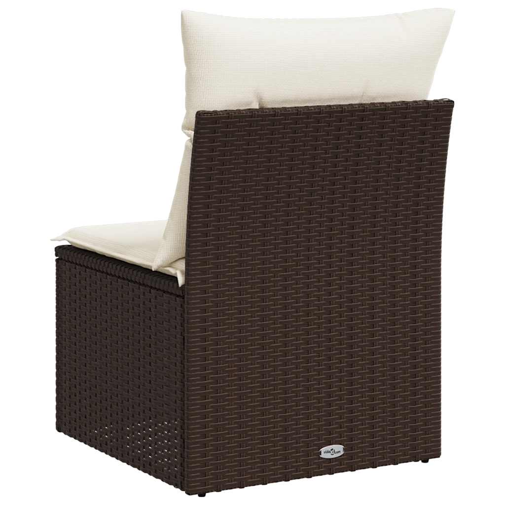 Barna polyrattan karfa nélküli kerti kanapé párnával 6