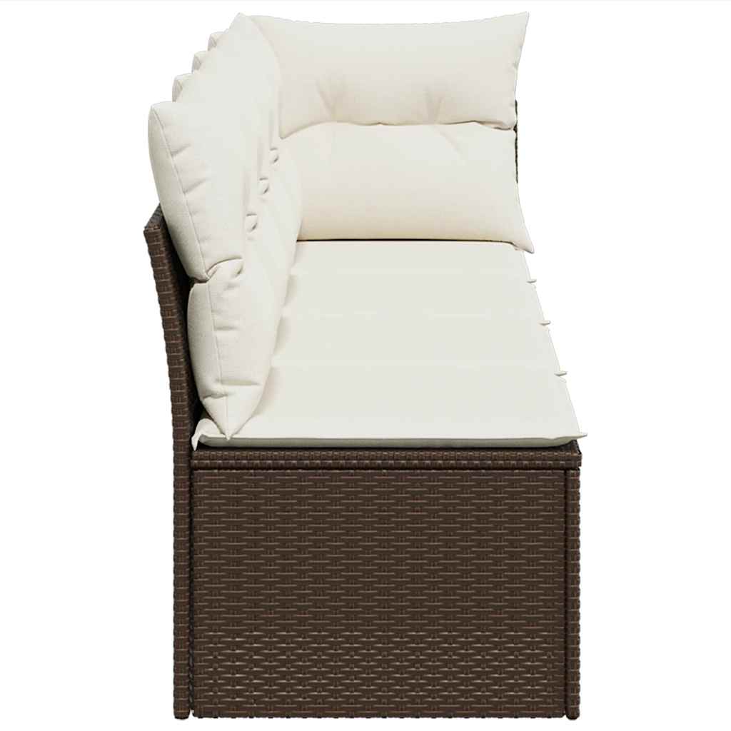 4 személyes barna polyrattan kerti kanapé párnával 5