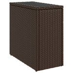 Barna polyrattan kerti kisasztal üveg lappal 58 x 27,5 x 55 cm 2