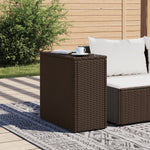 Barna polyrattan kerti kisasztal üveg lappal 58 x 27,5 x 55 cm 3