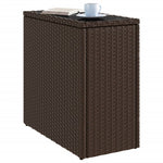 Barna polyrattan kerti kisasztal üveg lappal 58 x 27,5 x 55 cm 4