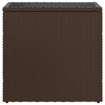 Barna polyrattan kerti kisasztal üveg lappal 58 x 27,5 x 55 cm 5
