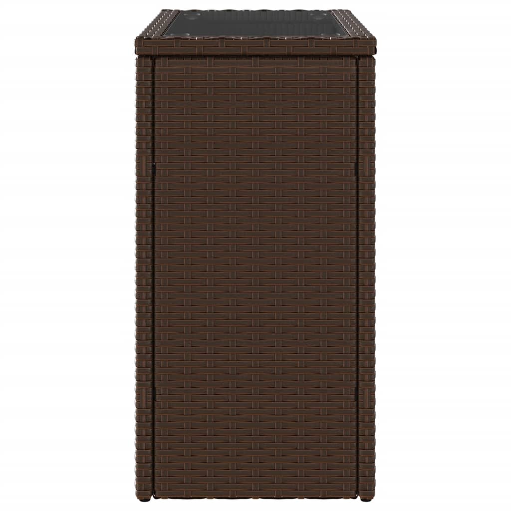 Barna polyrattan kerti kisasztal üveg lappal 58 x 27,5 x 55 cm 6