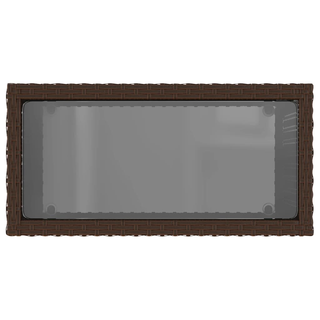 Barna polyrattan kerti kisasztal üveg lappal 58 x 27,5 x 55 cm 8