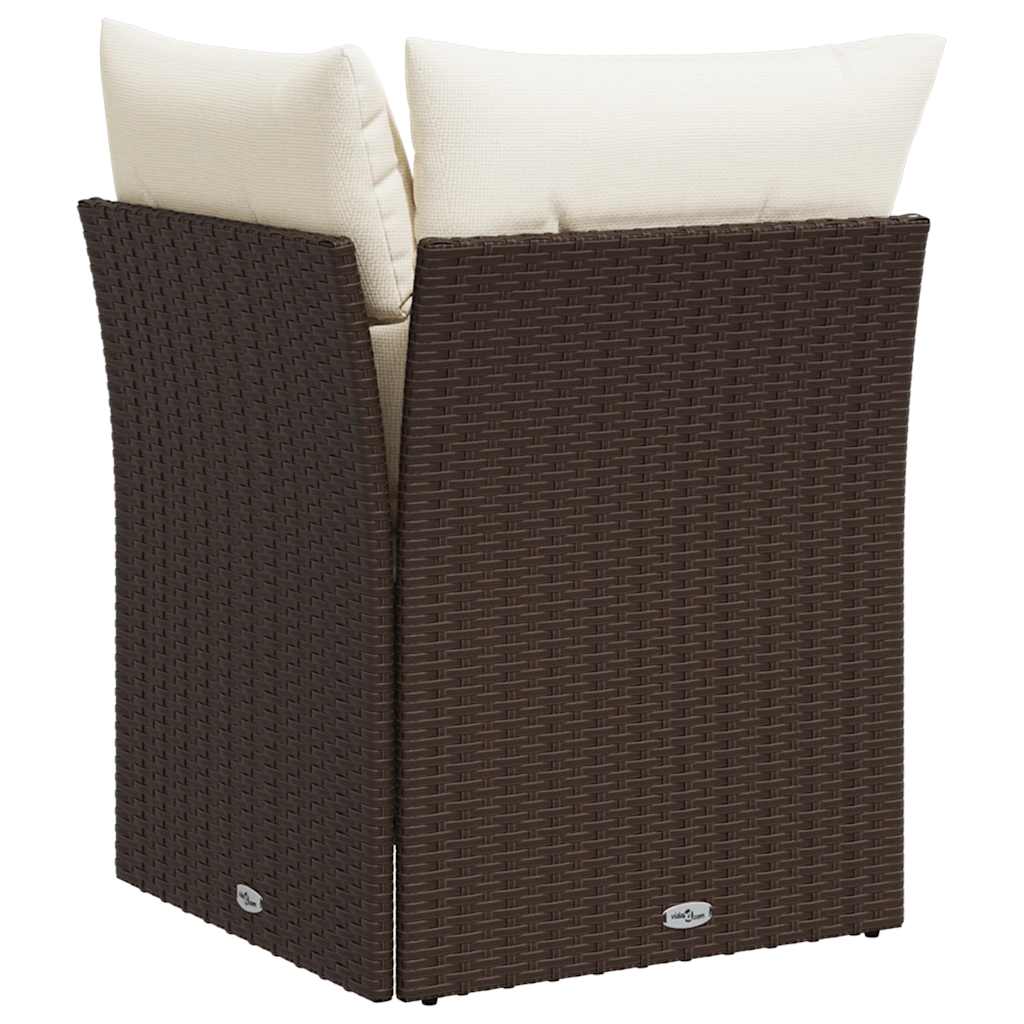 Barna polyrattan kerti sarokkanapé párnákkal 6