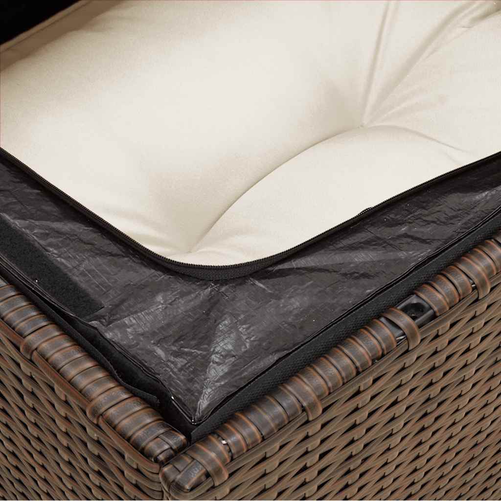 Barna polyrattan kerti sarokkanapé párnákkal 8