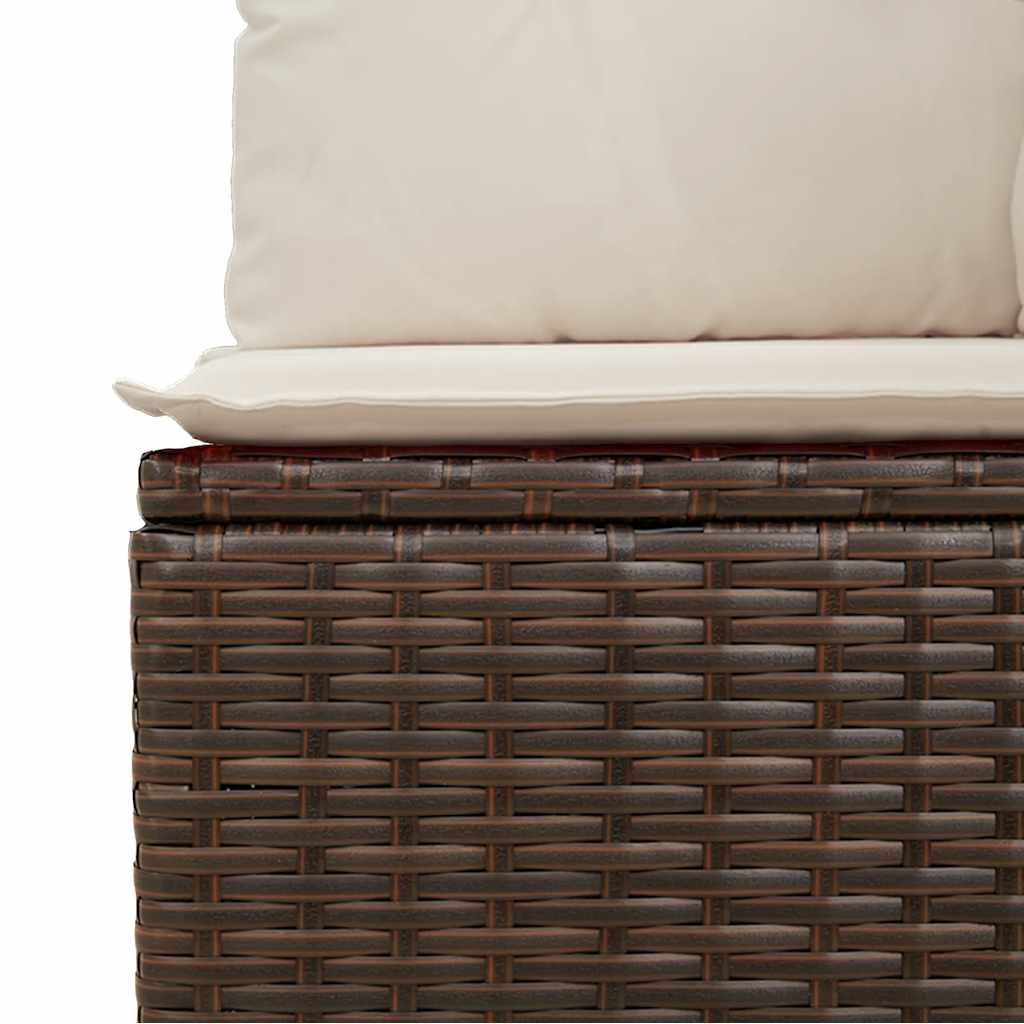 Barna polyrattan kerti sarokkanapé párnákkal 9