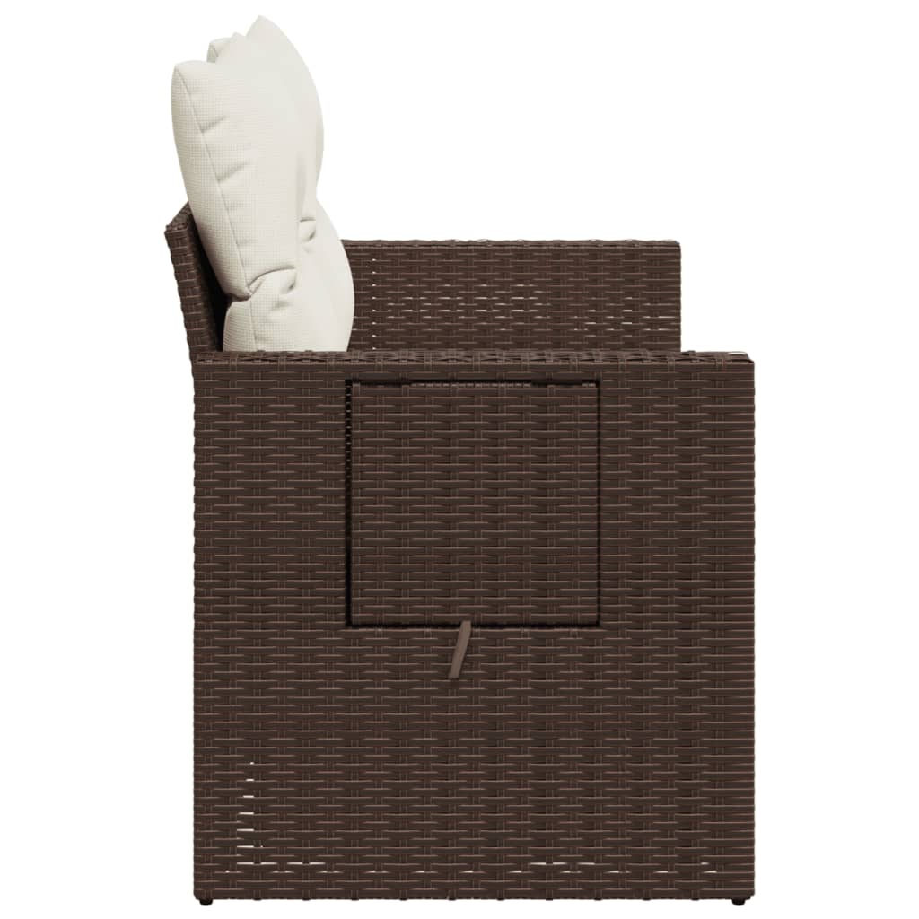 2 személyes barna polyrattan kerti kanapé párnával 6