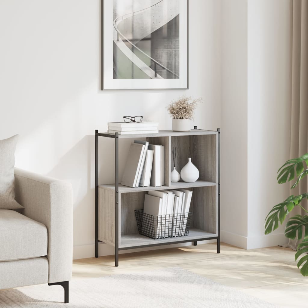 Szürke sonoma színű szerelt fa könyvespolc 72 x 28 x 77,5 cm 3