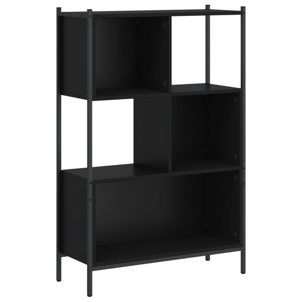 Fekete szerelt fa könyvszekrény 72x28x109 cm 2