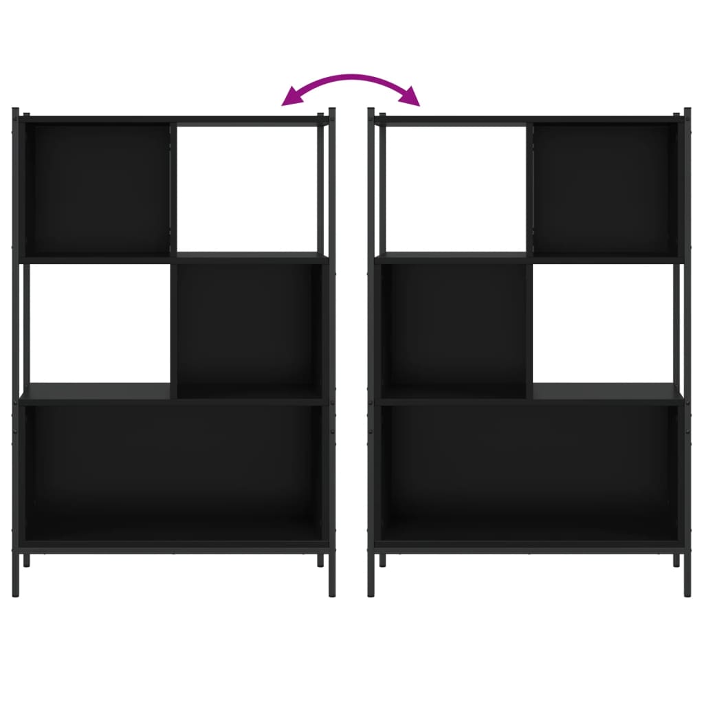 Fekete szerelt fa könyvszekrény 72x28x109 cm 8