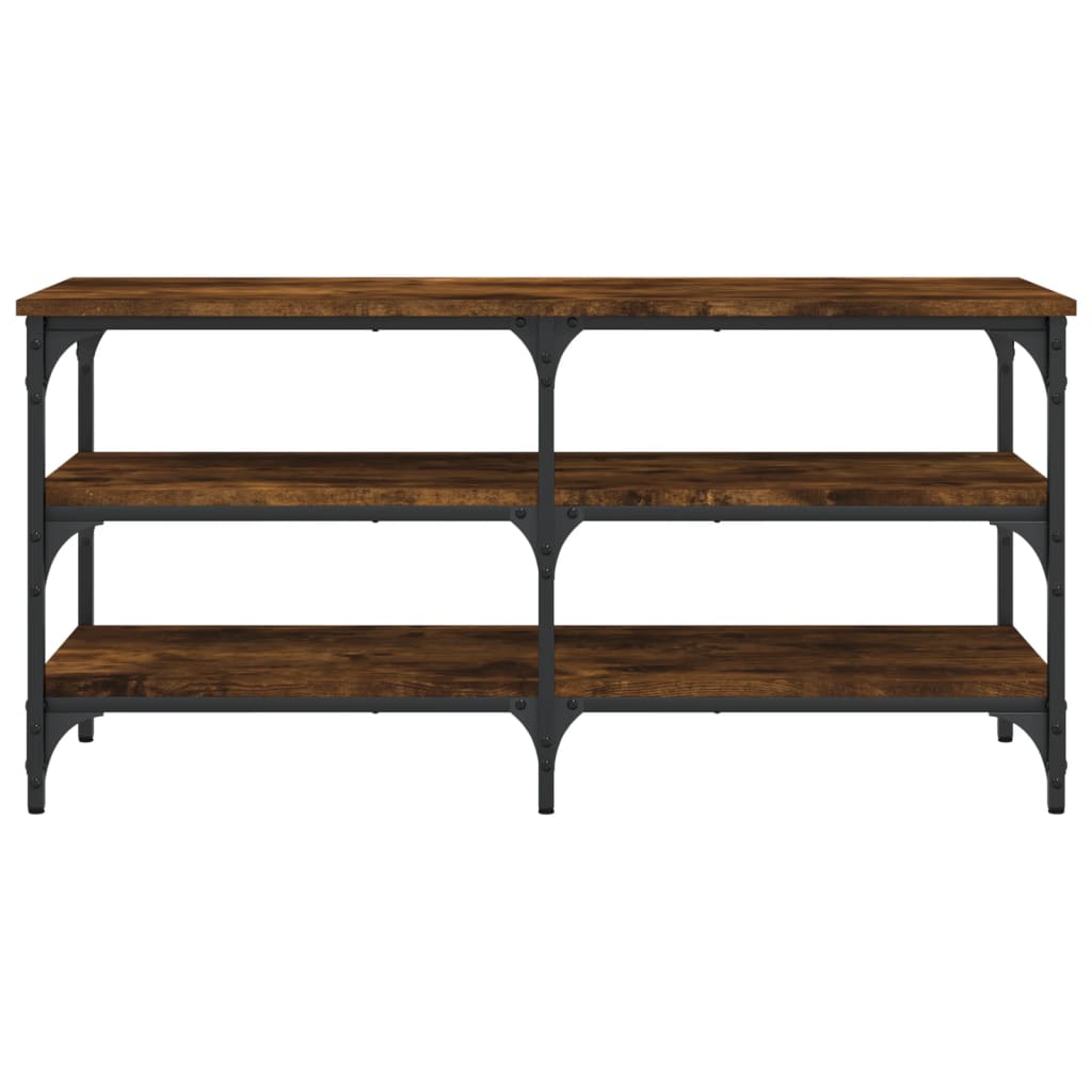 Füstös tölgy színű szerelt fa cipőtároló pad 100 x 38,5 x 49 cm 5