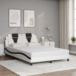 Fehér és fekete műbőr ágykeret Viana matrac nélkül 140 x 190 cm