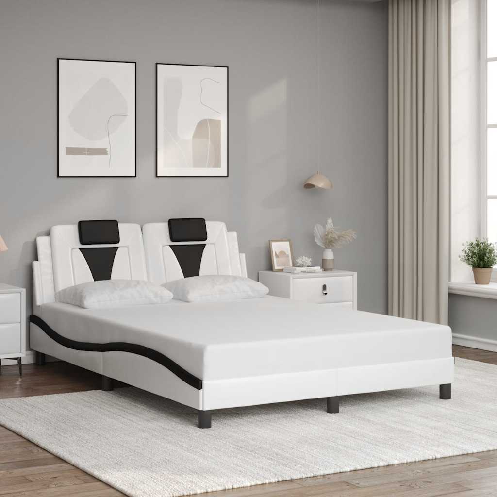 Fehér és fekete műbőr ágykeret Viana matrac nélkül 140 x 190 cm