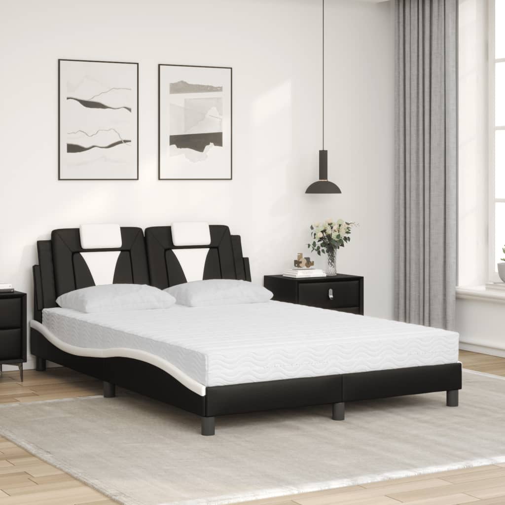 Fekete és fehér műbőr ágy Viana matraccal 140 x 200 cm 3