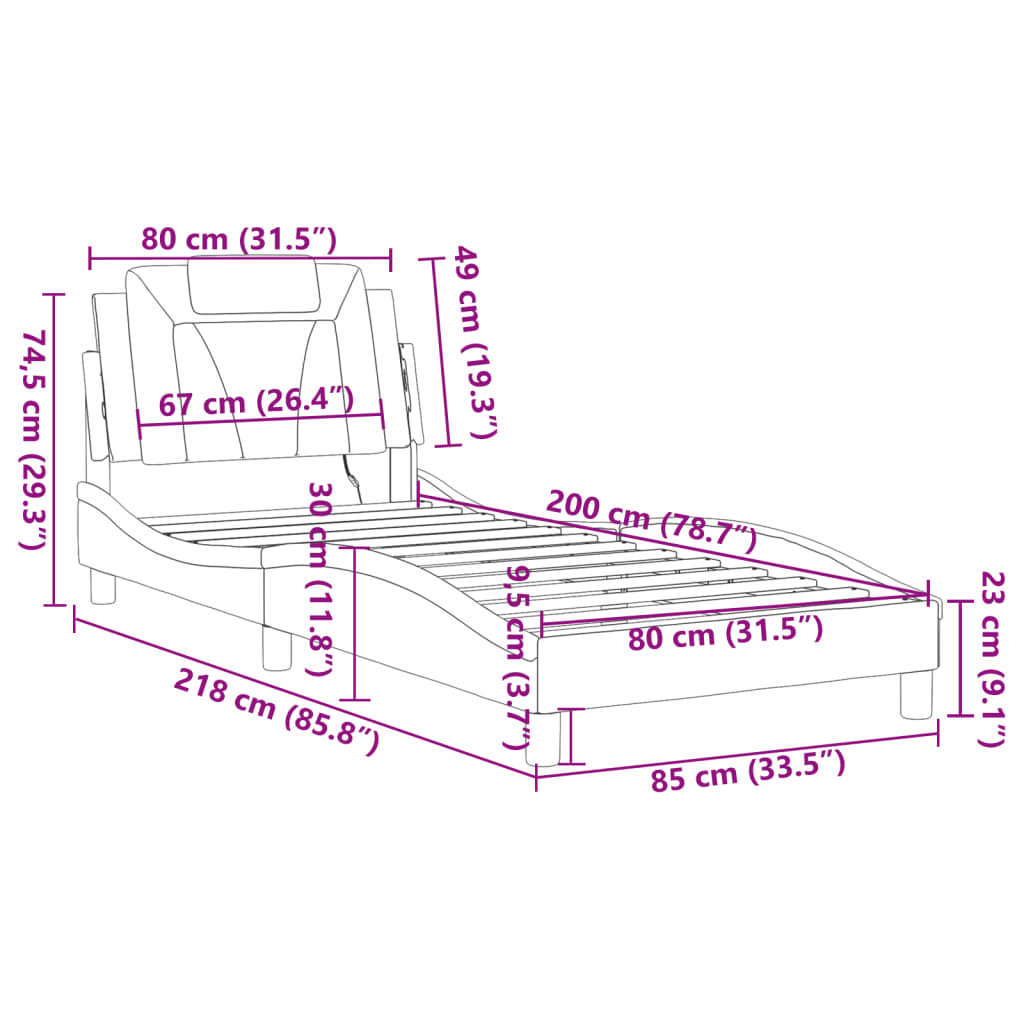 Fehér és fekete ágykeret Viana LED-ekkel matrac nélkül 80 x 200 cm 17