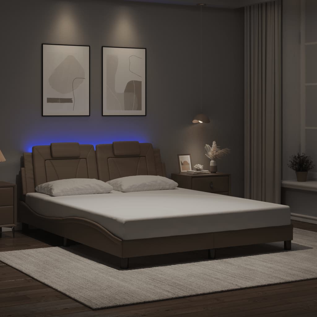 Kávészínű ágykeret Viana LED-ekkel matrac nélkül 160 x 200 cm