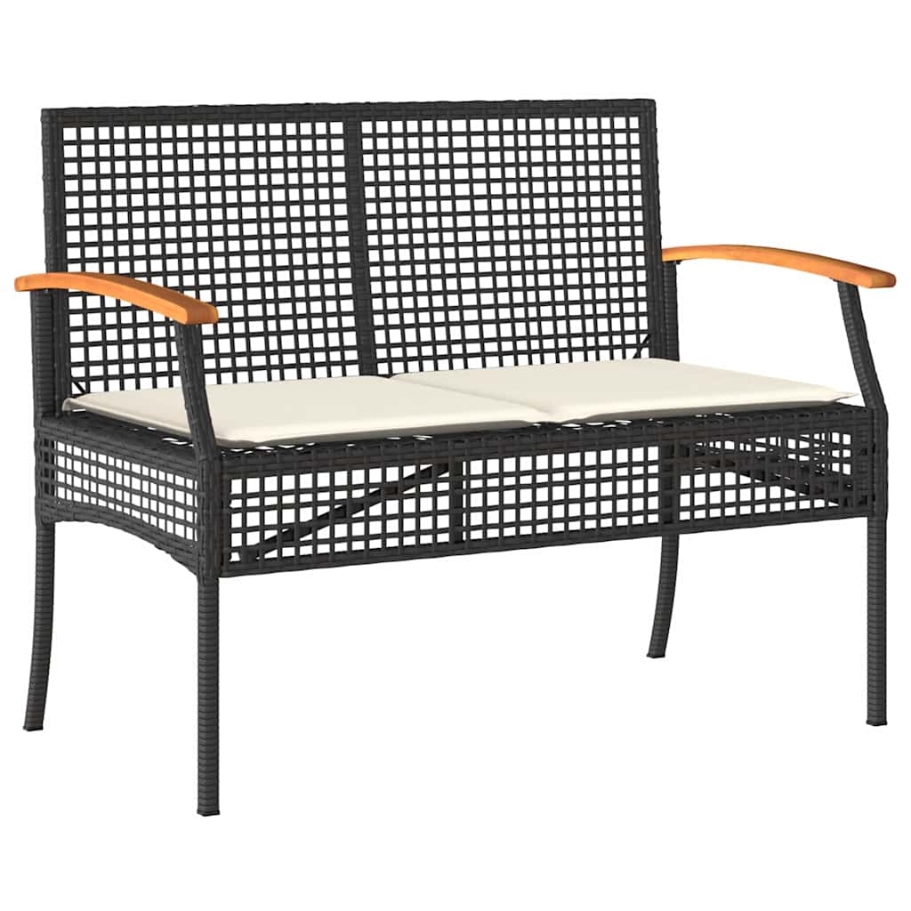 5 részes fekete polyrattan kerti étkezőgarnitúra párnákkal 3