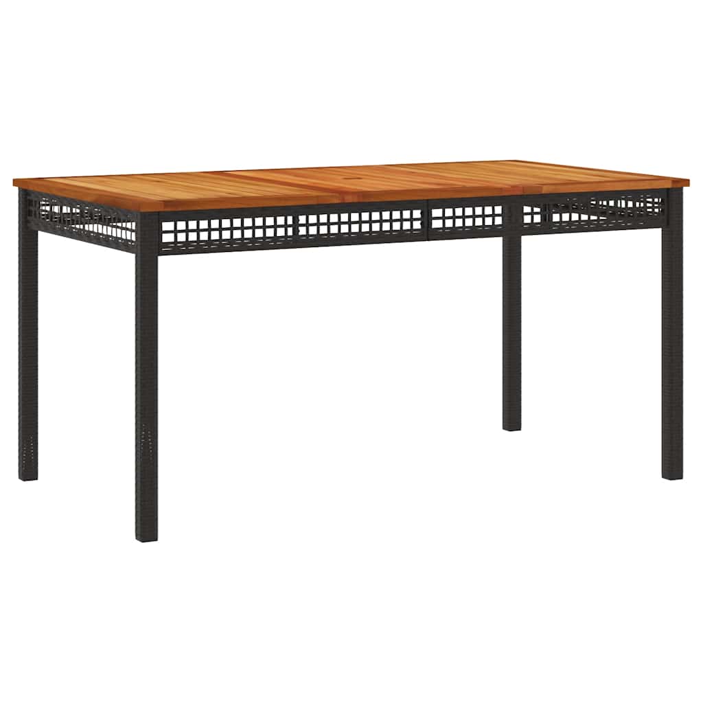 5 részes fekete polyrattan kerti étkezőgarnitúra párnákkal 6