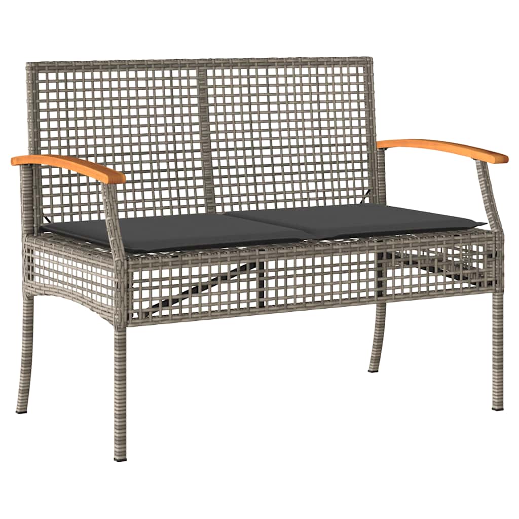 3 részes szürke polyrattan kerti étkezőgarnitúra párnával 5