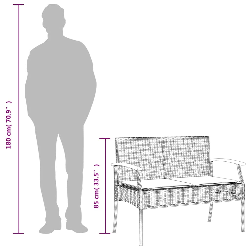 3 részes szürke polyrattan kerti étkezőgarnitúra párnával 7
