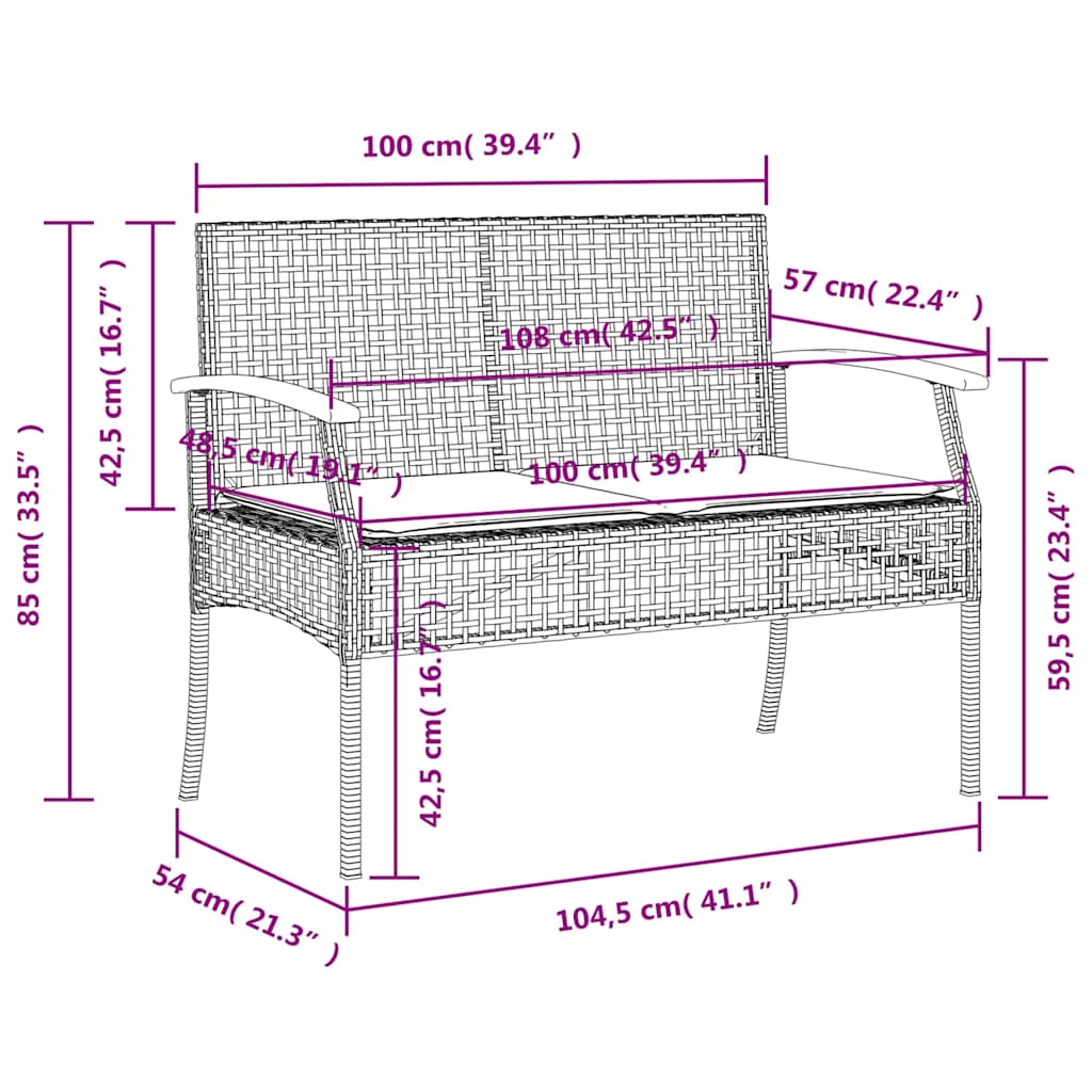 3 részes szürke polyrattan kerti étkezőgarnitúra párnával 8