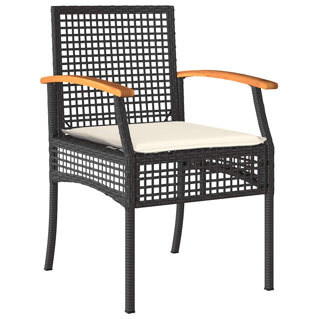 5 részes fekete polyrattan kerti étkezőgarnitúra párnákkal 3