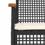 5 részes fekete polyrattan kerti étkezőgarnitúra párnákkal 5
