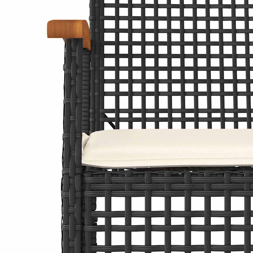 5 részes fekete polyrattan kerti étkezőgarnitúra párnákkal 5