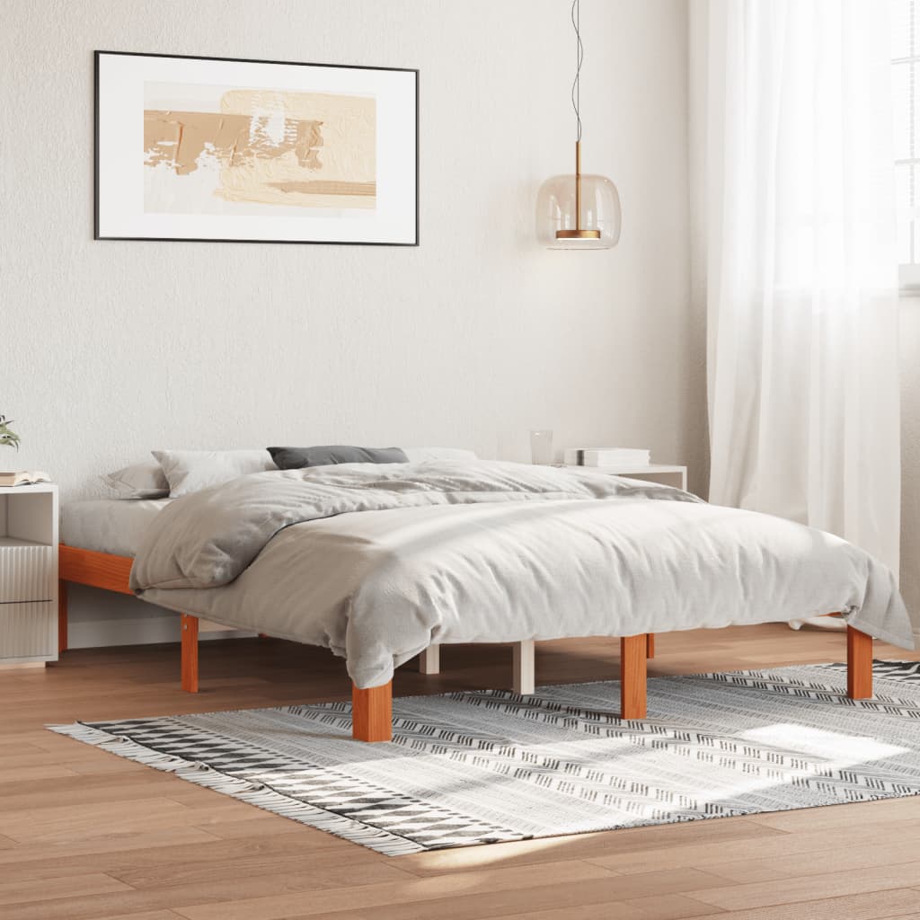 Viaszbarna tömör fenyőfa ágy matrac nélkül 120 x 190 cm