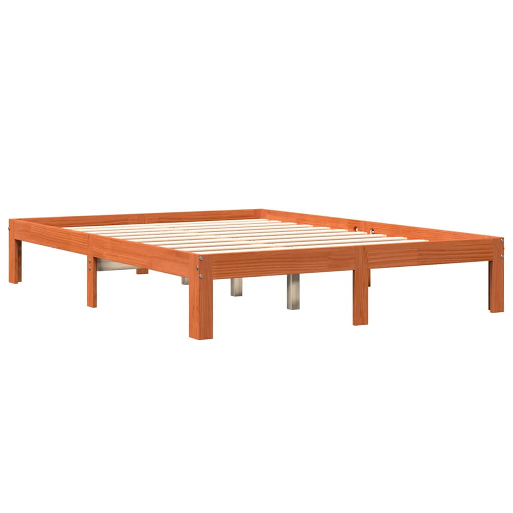 Viaszbarna tömör fenyőfa ágy matrac nélkül 140 x 190 cm 3