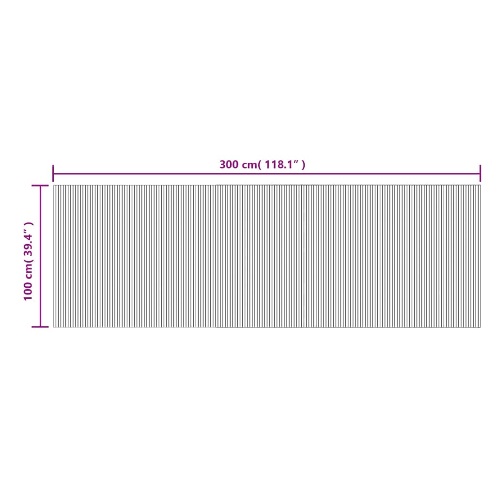 Négyszögletű sötétbarna bambusz szőnyeg 100 x 300 cm 8
