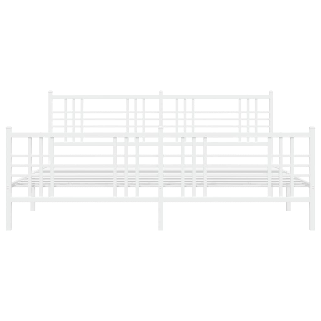 Fehér fém ágykeret fej- és lábtámlával 200x200 cm 4